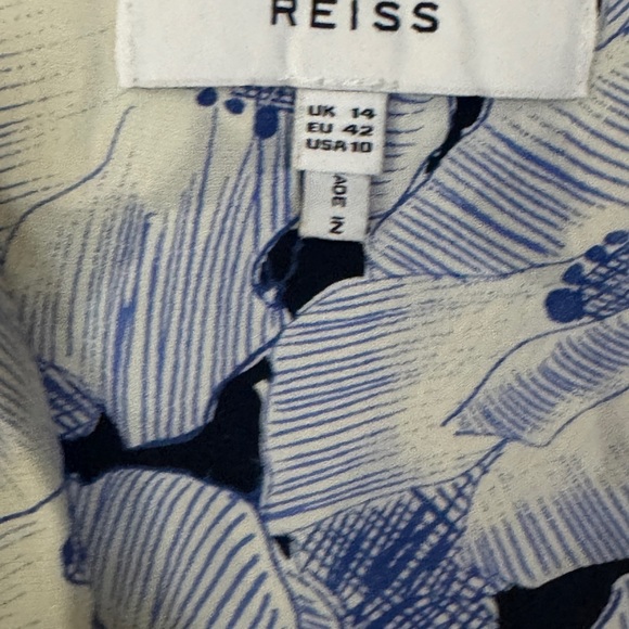 Reiss Floral Long Sleeve Dress in Blue and White - Picture 6 of 6